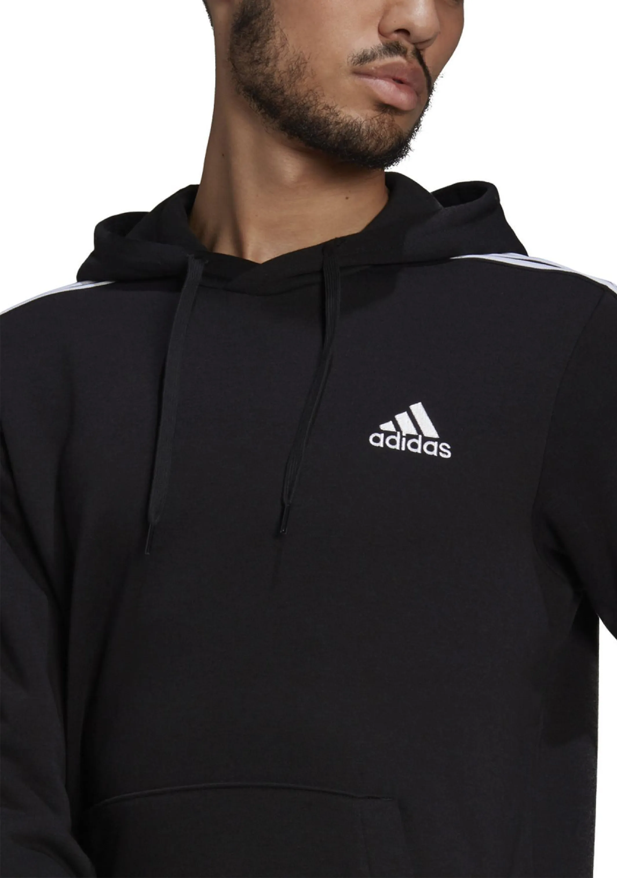 Adidas Herren Essentials Fleece Kapuzenpullover mit 3 Streifen <br> GK9581