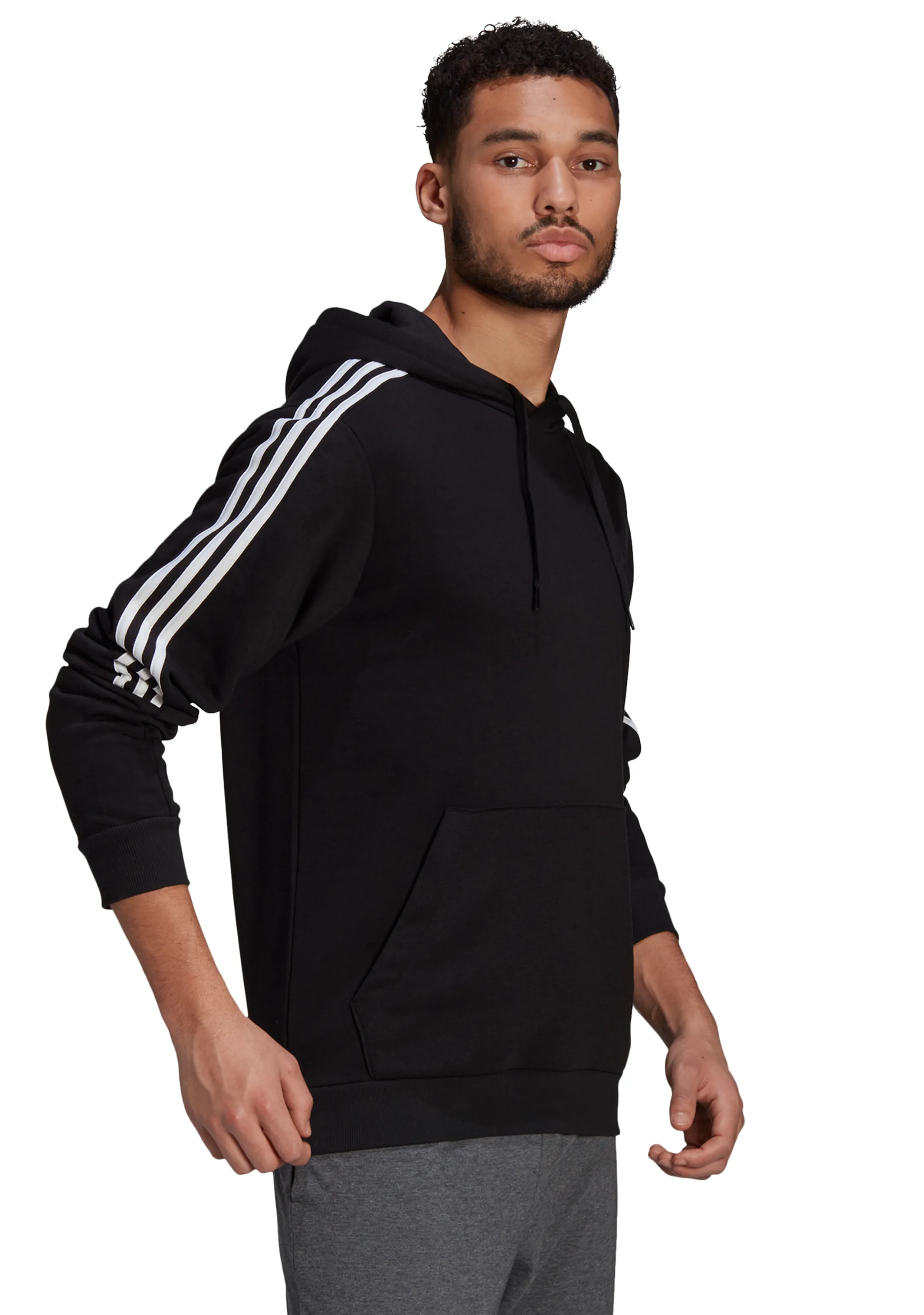 Adidas Herren Essentials Fleece Kapuzenpullover mit 3 Streifen <br> GK9581