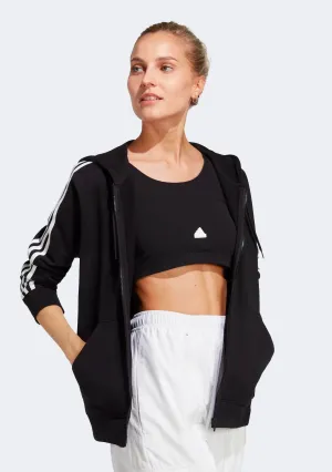 Adidas Damen Fleece 3-Streifen Reißverschluss Kapuzenpullover