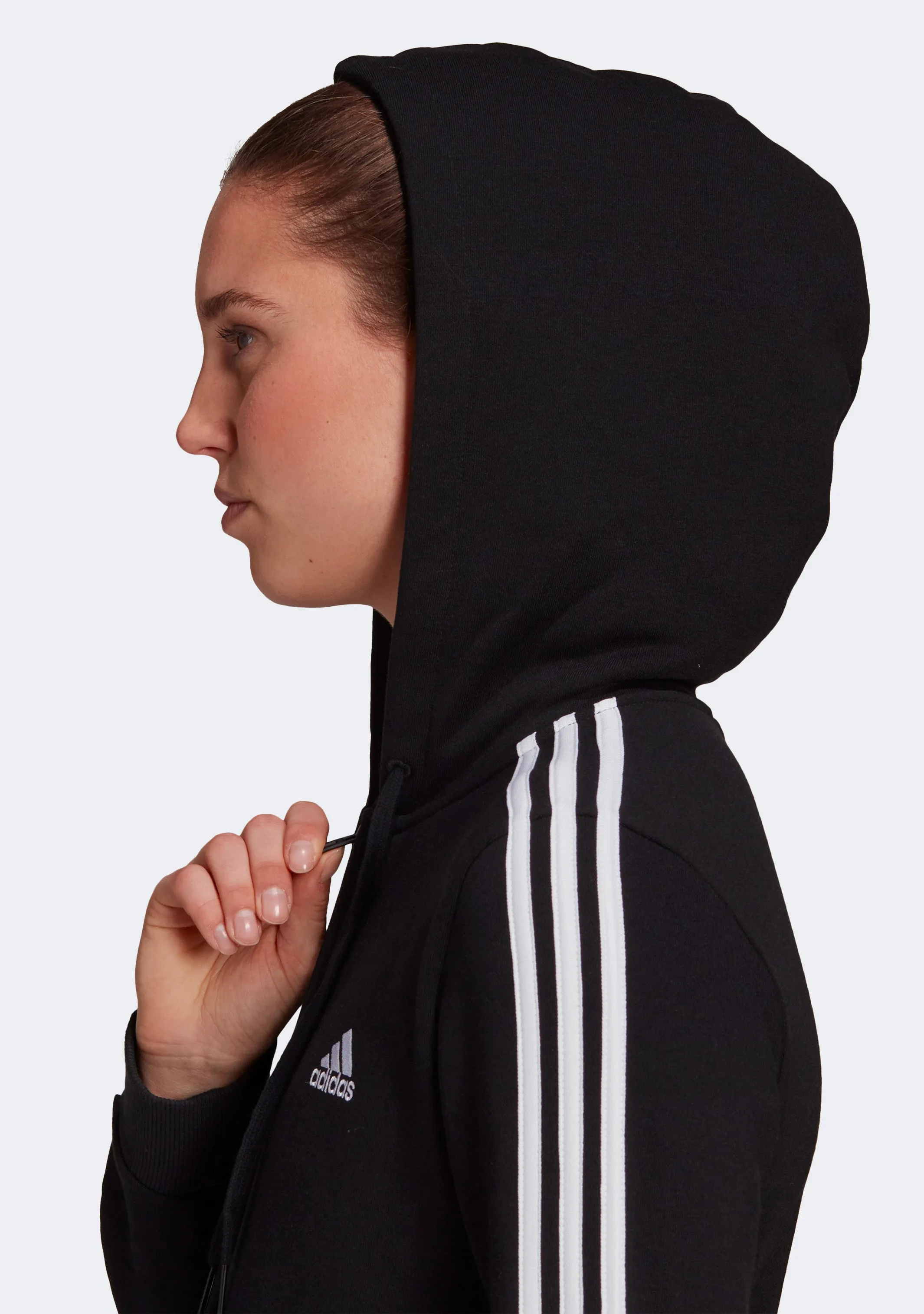 Adidas Damen Fleece 3-Streifen Reißverschluss Kapuzenpullover