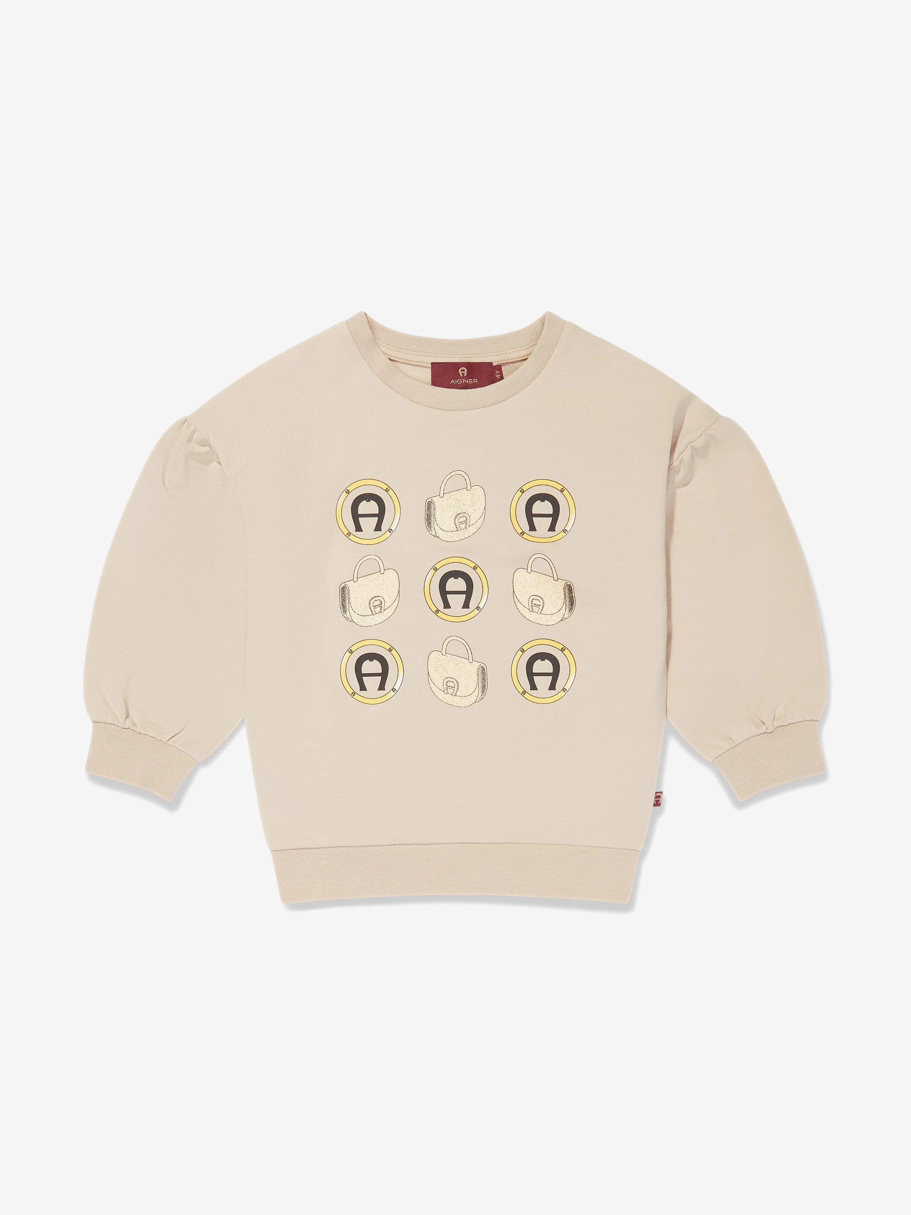 Aigner Mädchen Tasche Druck Logo Sweatshirt in Beige