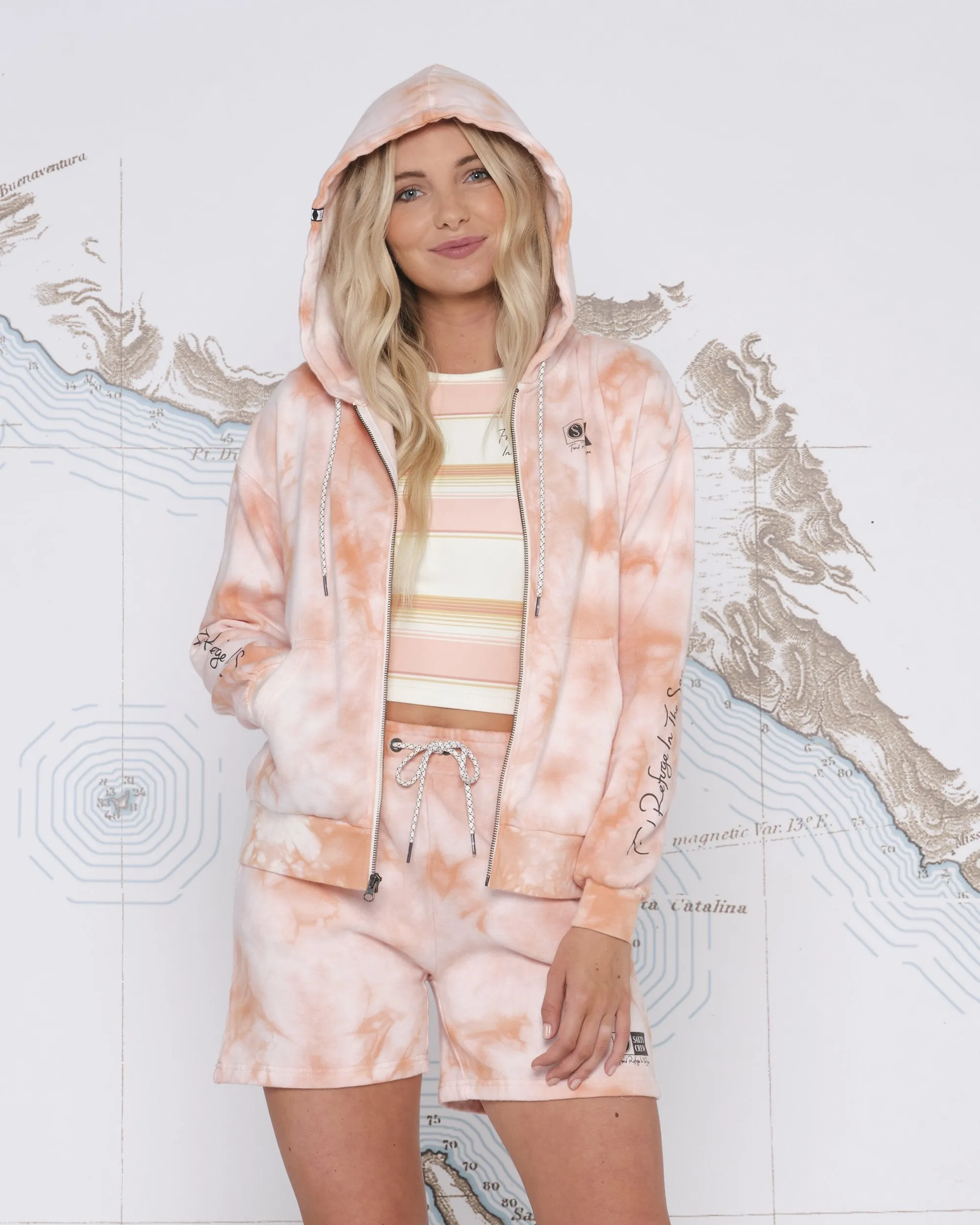 Alpha Zip Hoody - Pfirsichfarbenes Tie-Dye