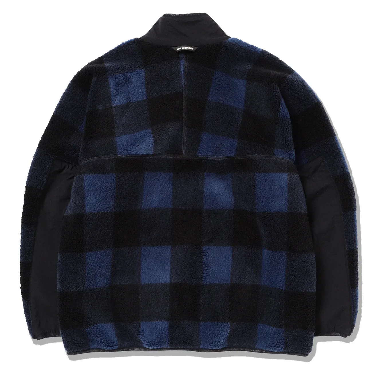 And Wander Check Boa Jacket Blau