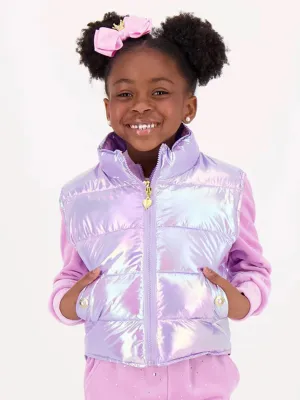 Engelsgesicht Mädchen Tilda Schillerndes Gilet in Rosa