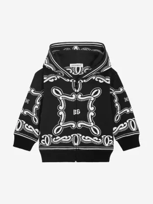 Baby Boys Bandana Print Reißverschluss-Oberteil in Schwarz