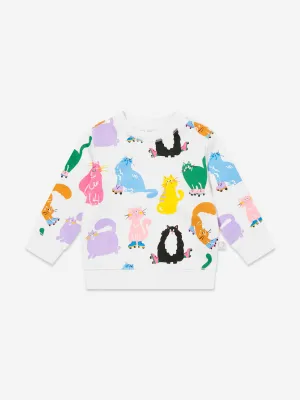 Baby Girls Katzenprint-Sweatshirt in Elfenbein