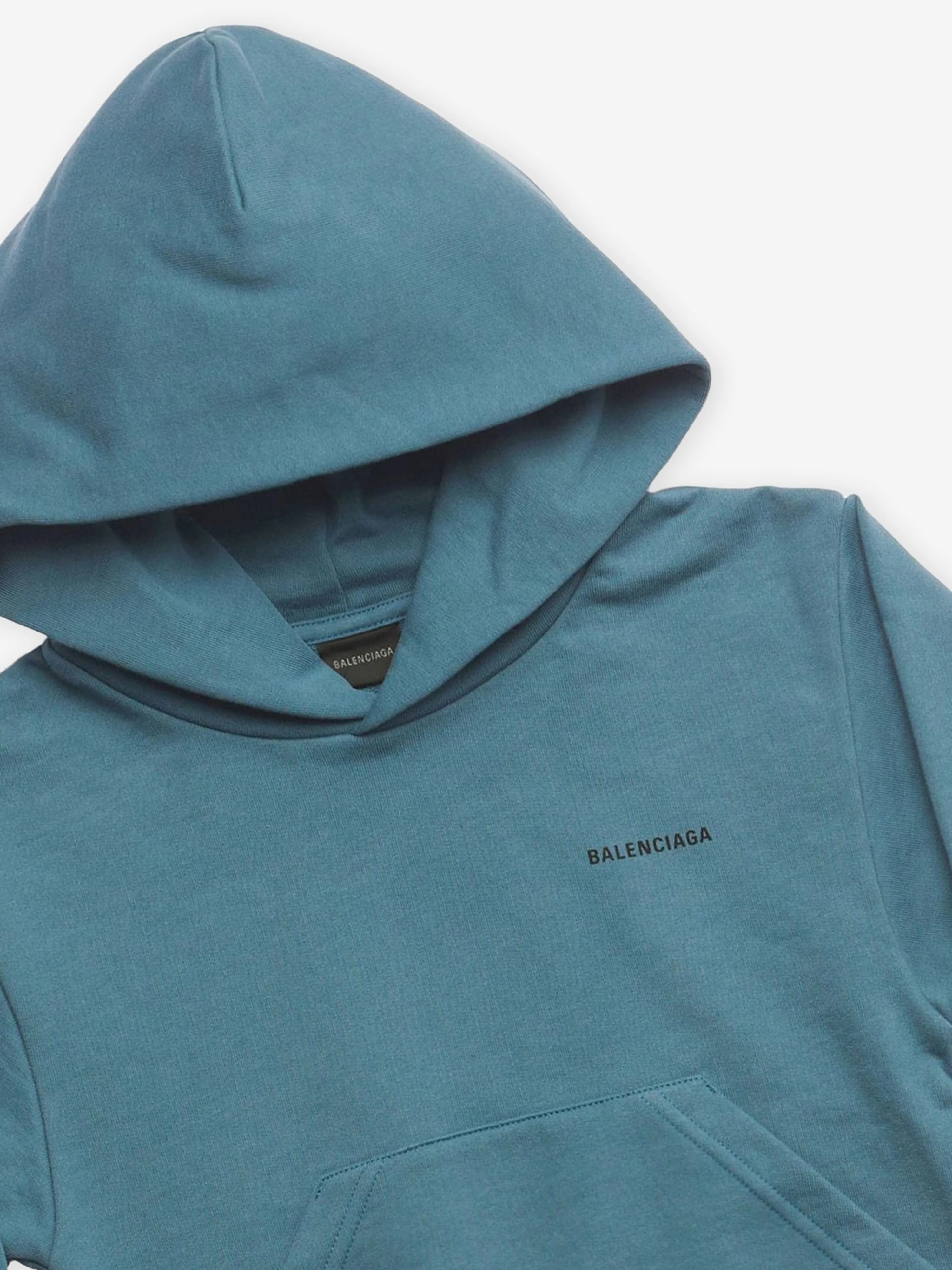 Balenciaga Kids Logo Hoodie in Petrol