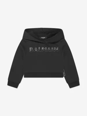 Balmain Mädchen Logo Hoodie in Schwarz