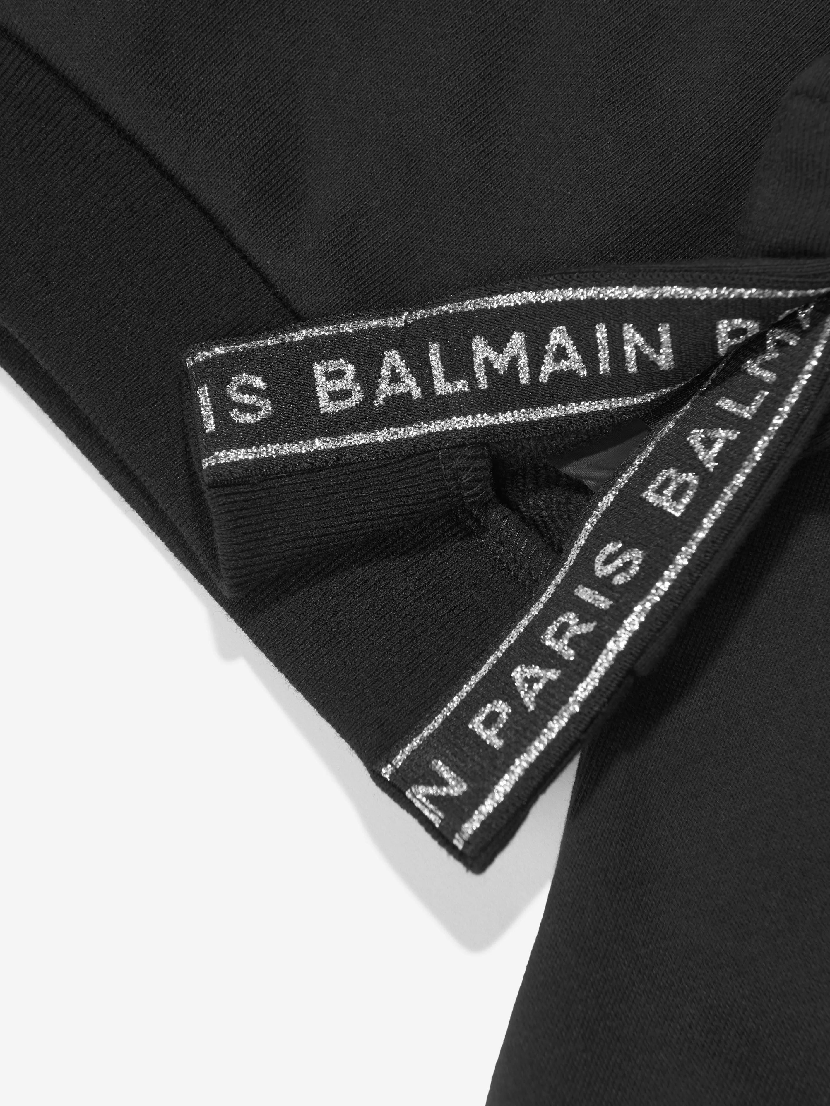 Balmain Mädchen Logo Hoodie in Schwarz