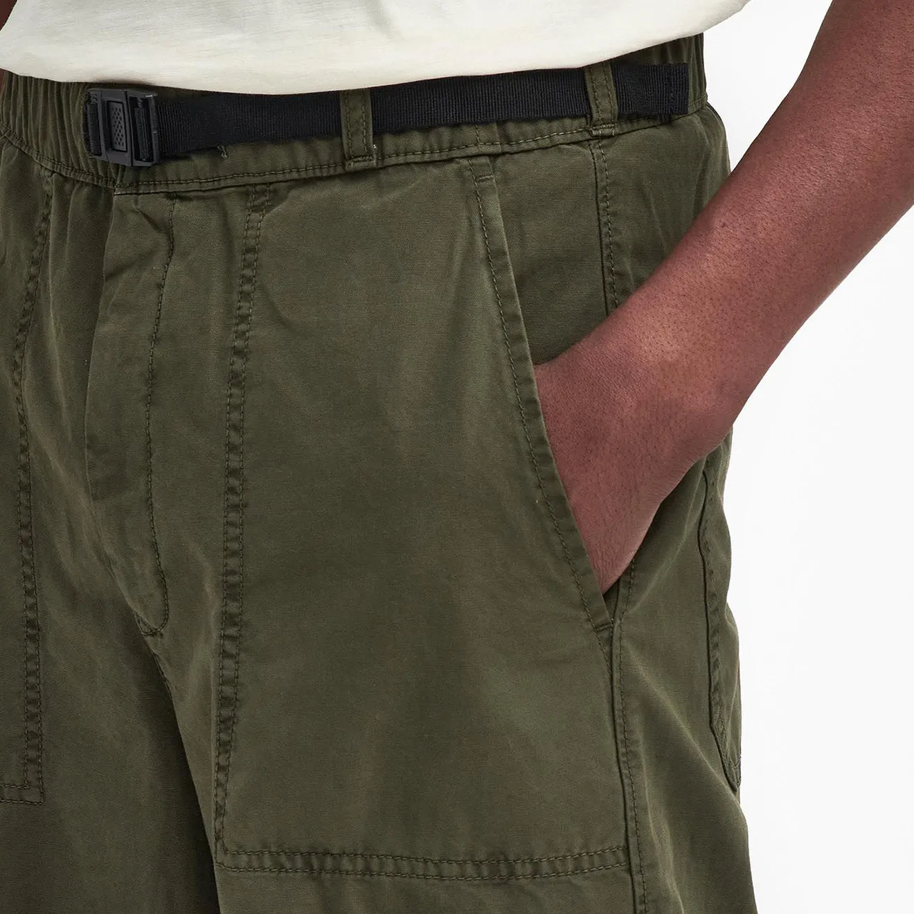 Barbour Grindle Entspannte Canvas-Hose Mittel Oliv