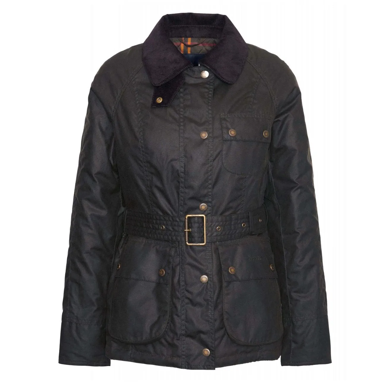 Barbour Damen Solway Reißverschluss-Wachsjacke Olive / Klassisch