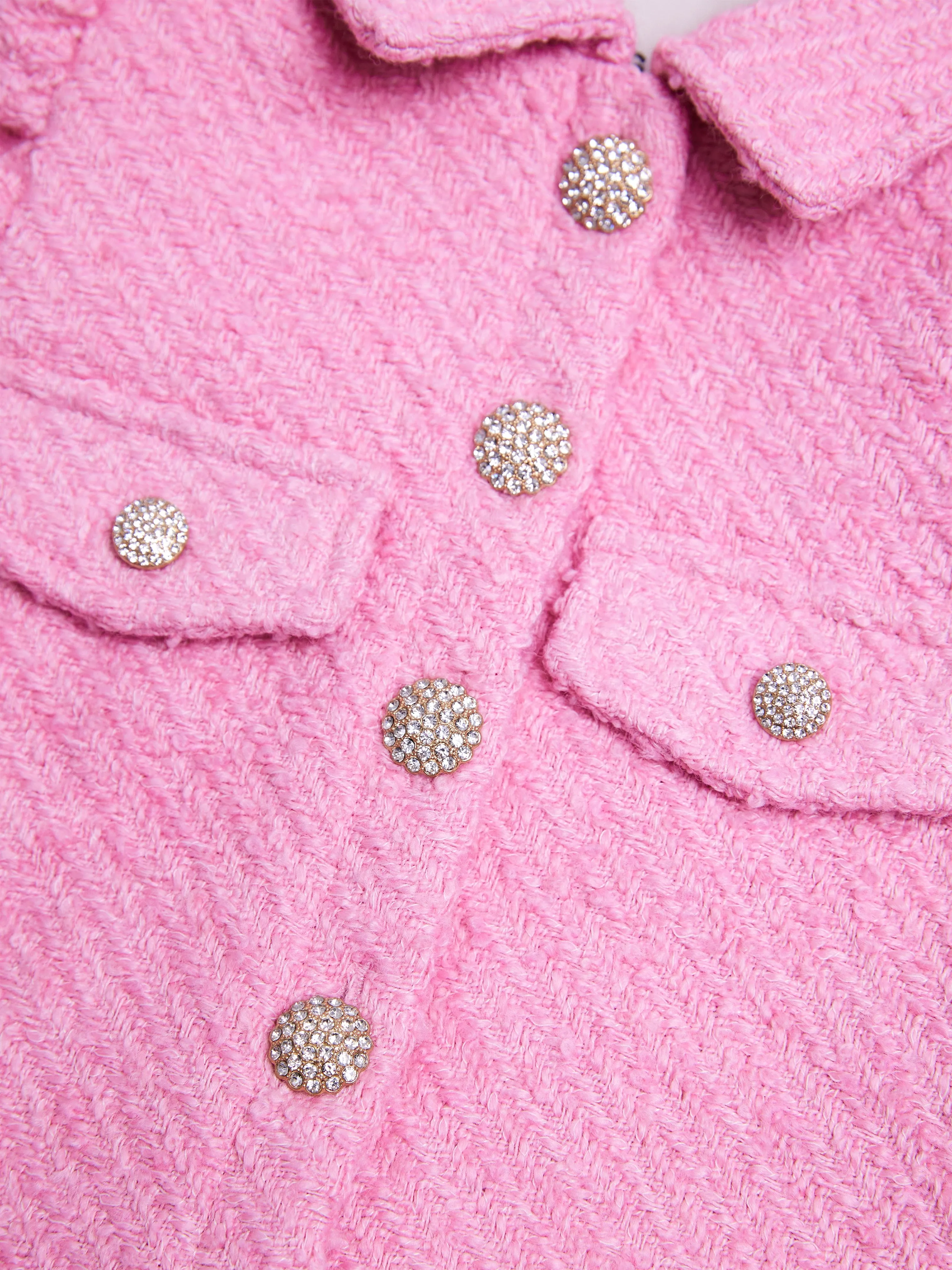 BCBG Girls Tweed Puffärmeljacke in Rosa