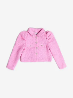 BCBG Girls Tweed Puffärmeljacke in Rosa