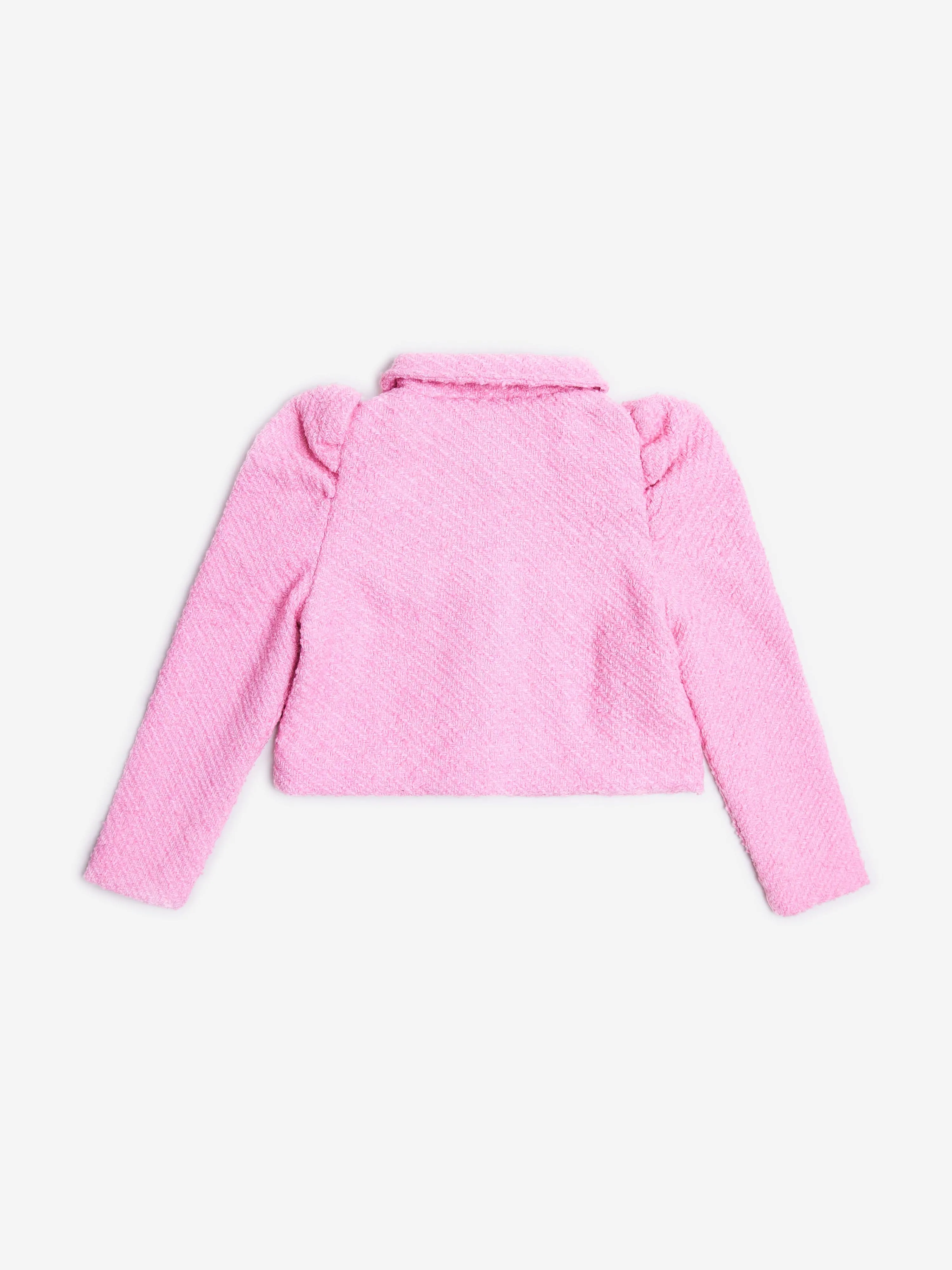 BCBG Girls Tweed Puffärmeljacke in Rosa