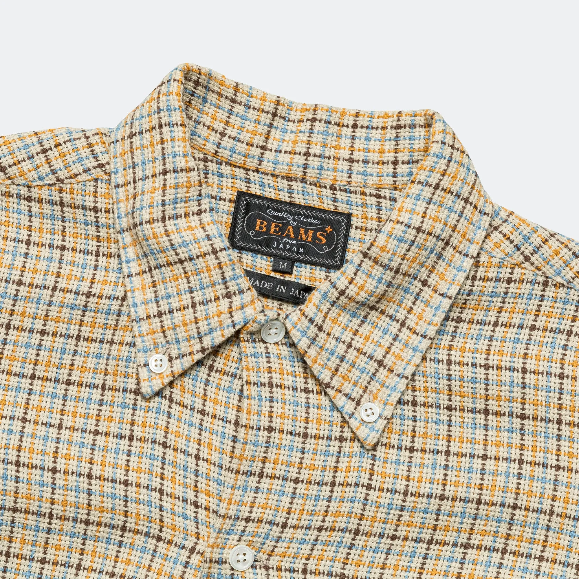 Beams Clothing Offenes B.D. Gunclub Mesh-Hemd - Beige