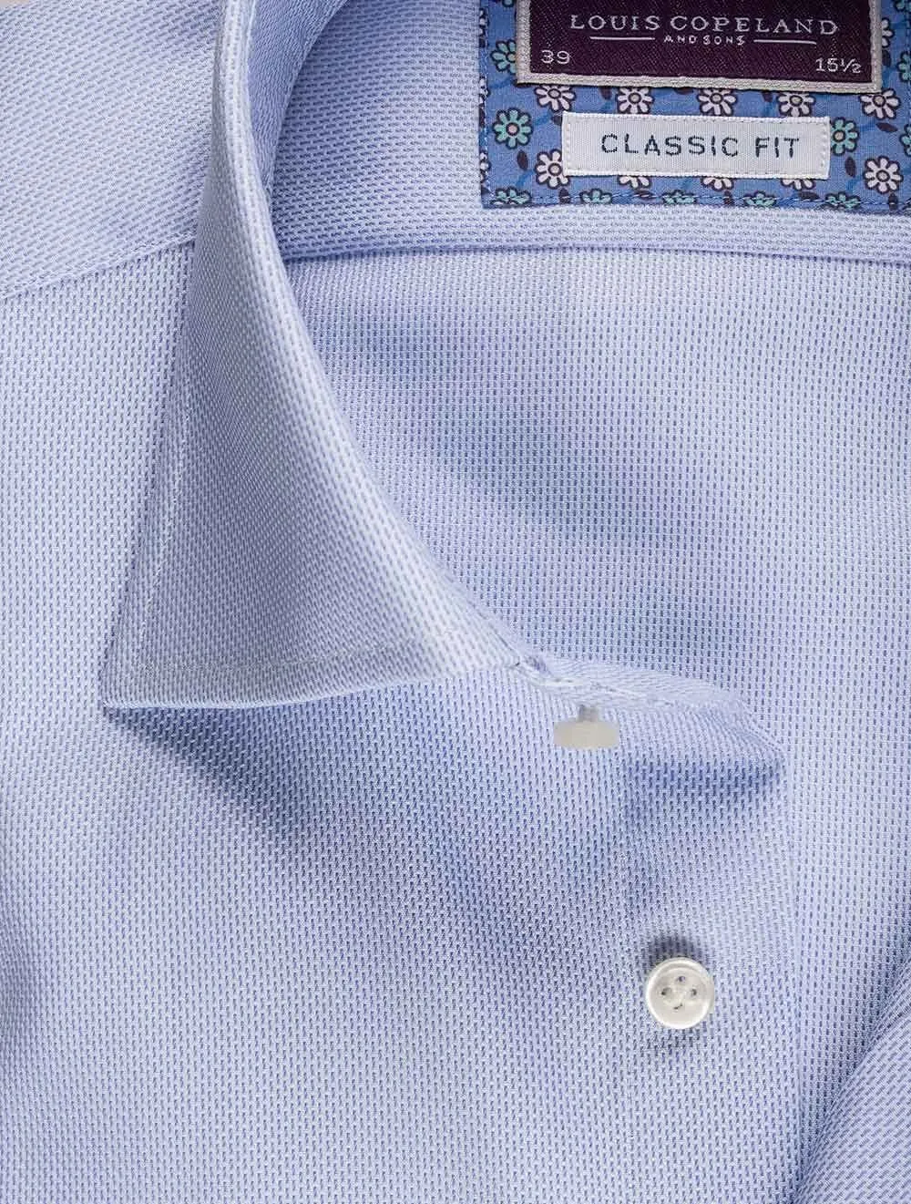 Blauer Mikrodruck Klassisch geschnittenes Hemd Blau/maßgeschneidert