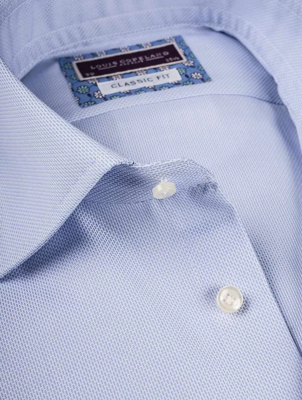 Blauer Mikrodruck Klassisch geschnittenes Hemd Blau/maßgeschneidert