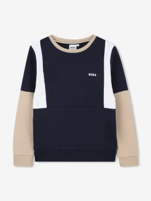 BOSS Boys Kontrast Sweatshirt in Marineblau