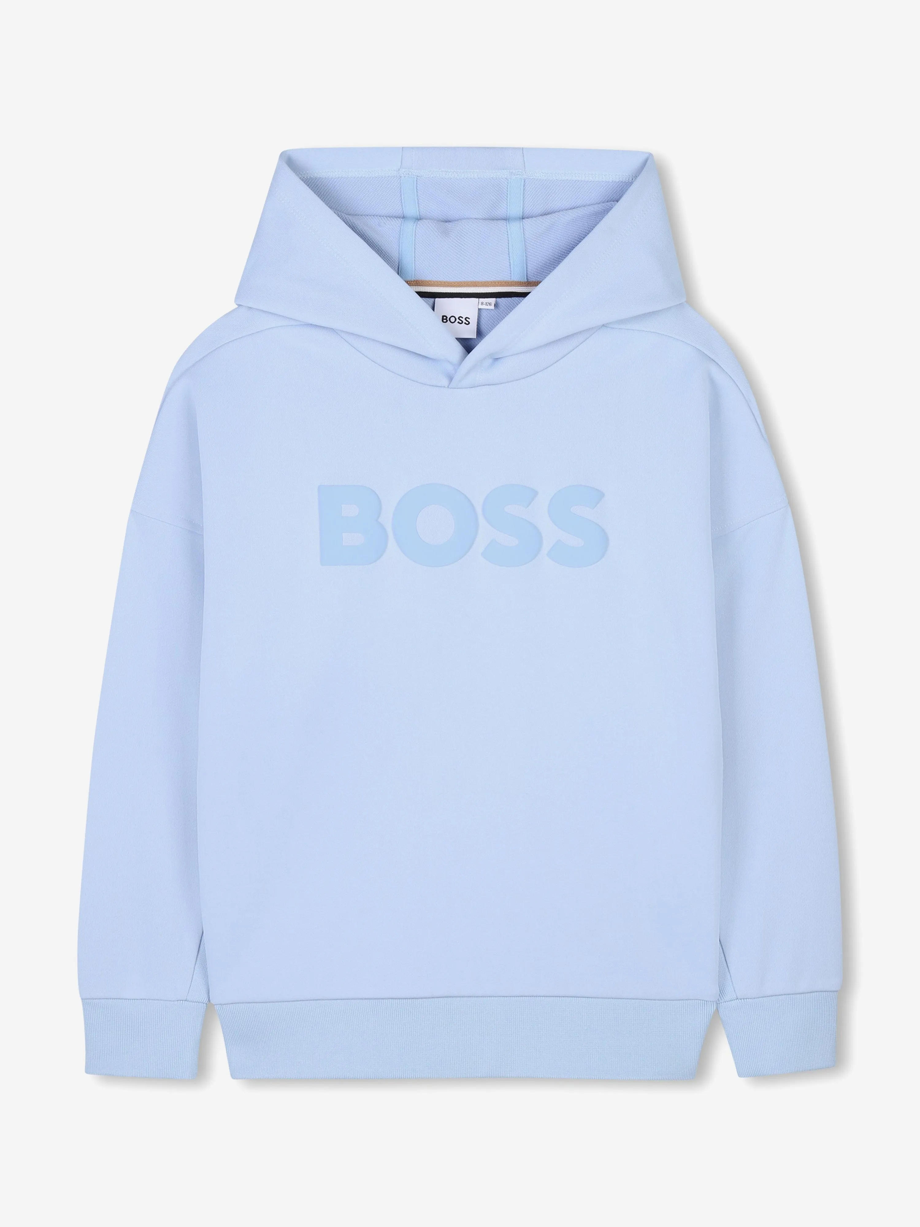 BOSS Boys Logo Print Hoodie in Blau