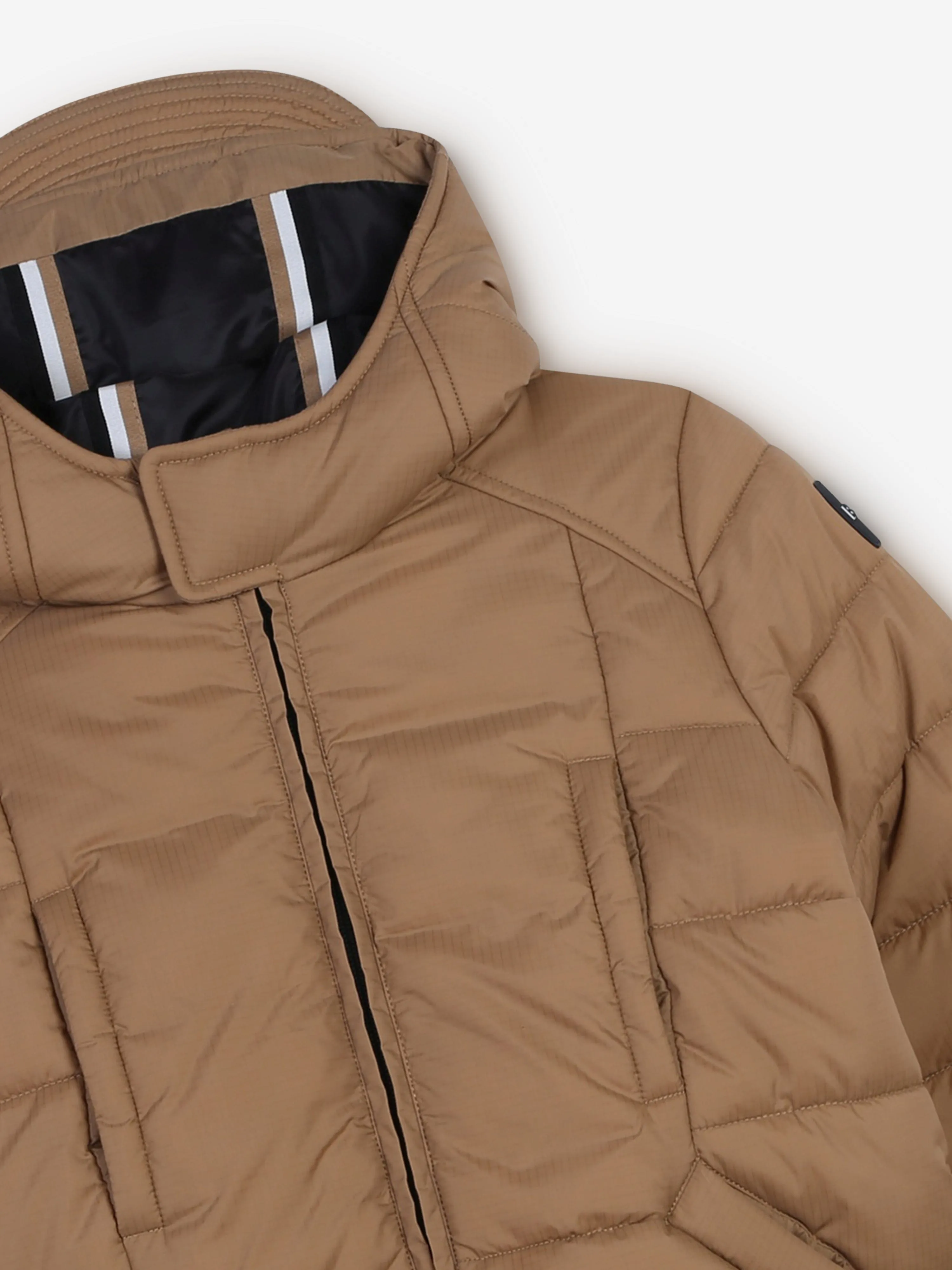 BOSS Boys Logo Steppjacke in Braun
