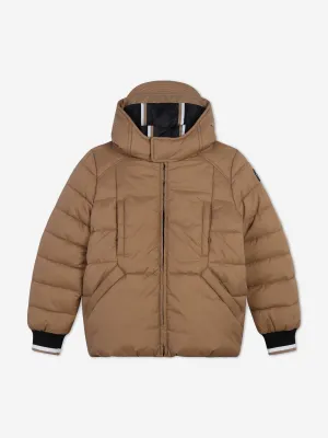 BOSS Boys Logo Steppjacke in Braun