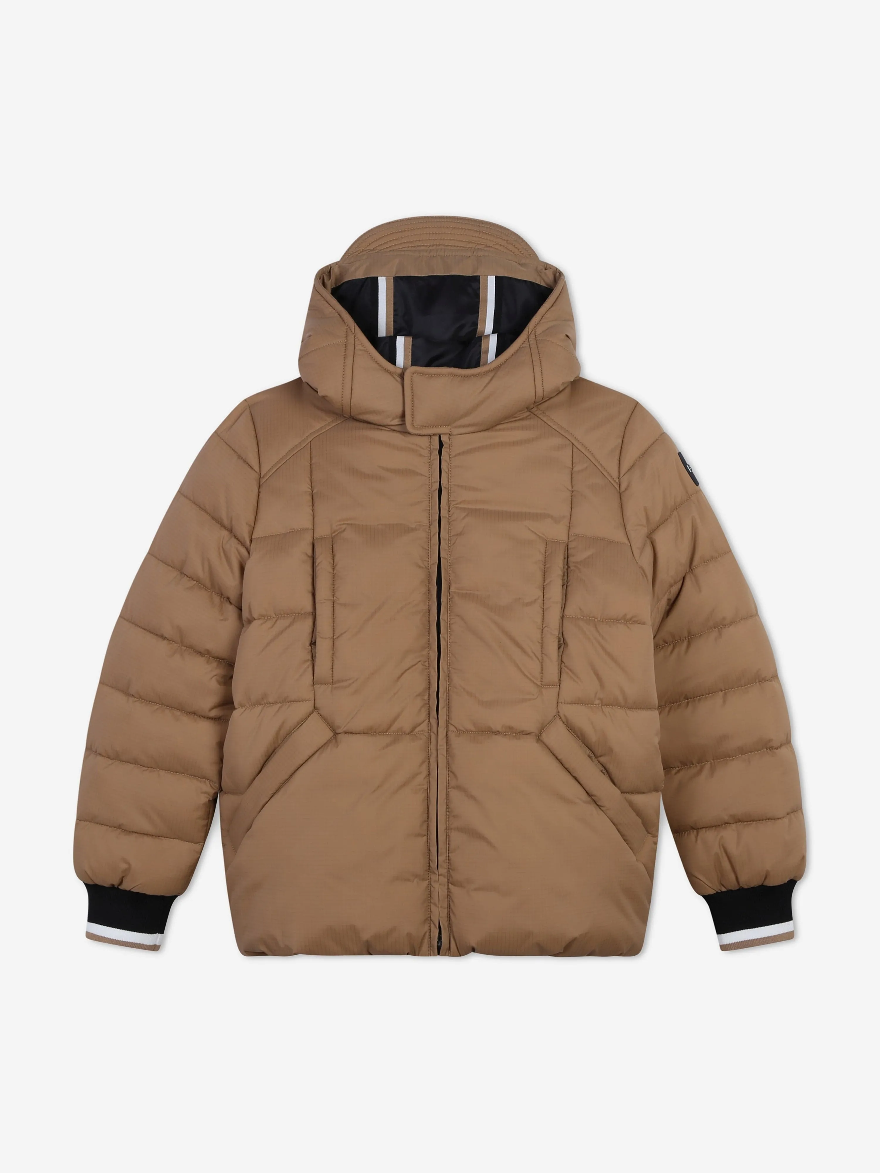 BOSS Boys Logo Steppjacke in Braun