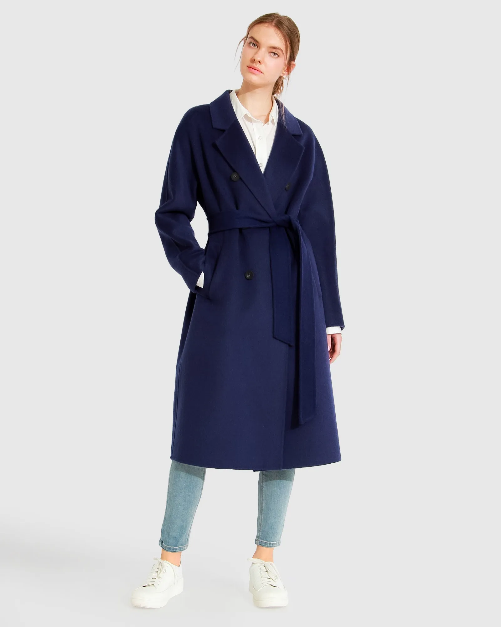 Boss Girl Doppelreihiger gefütterter Wollmantel - Mitternachtsblau