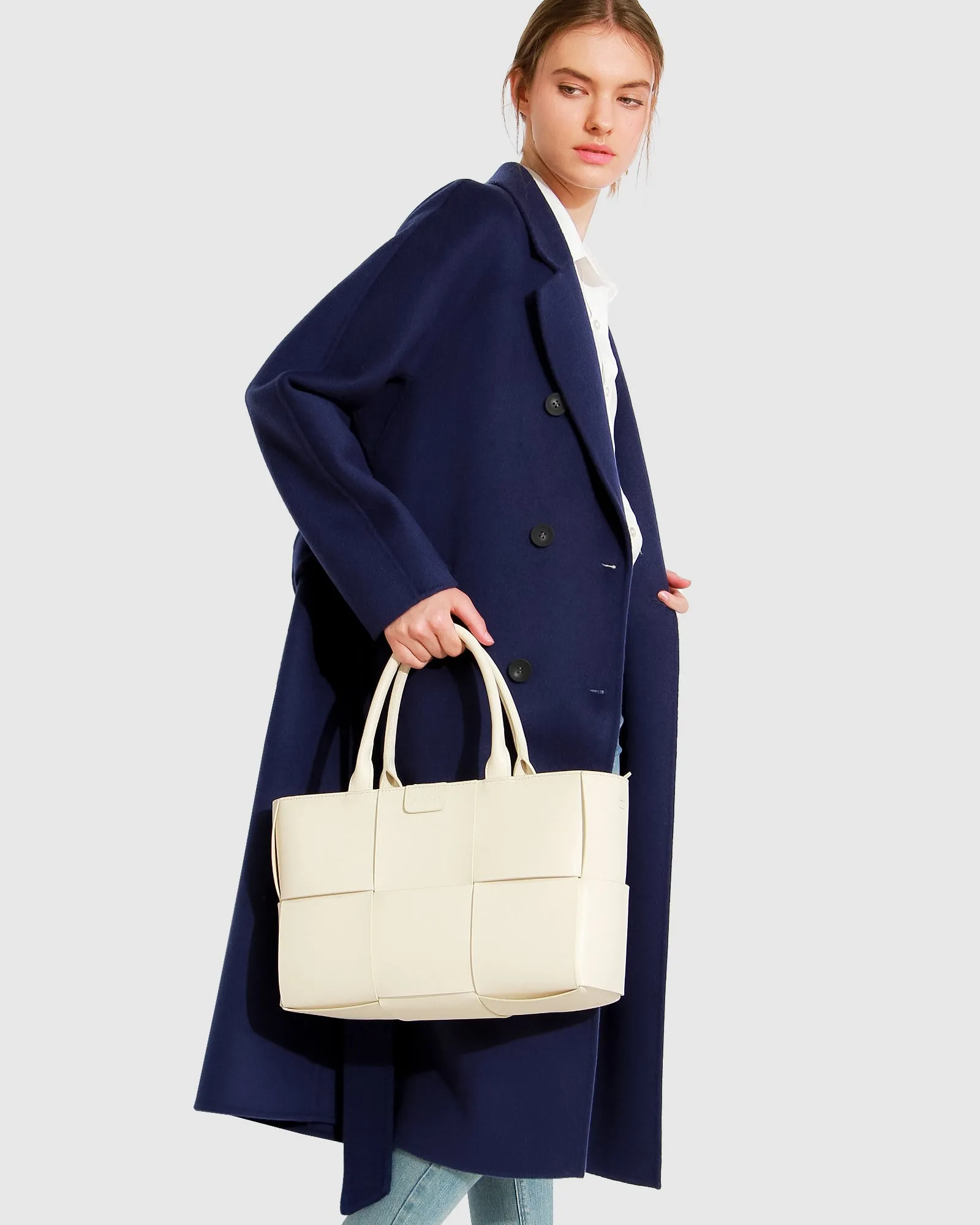 Boss Girl Doppelreihiger gefütterter Wollmantel - Mitternachtsblau