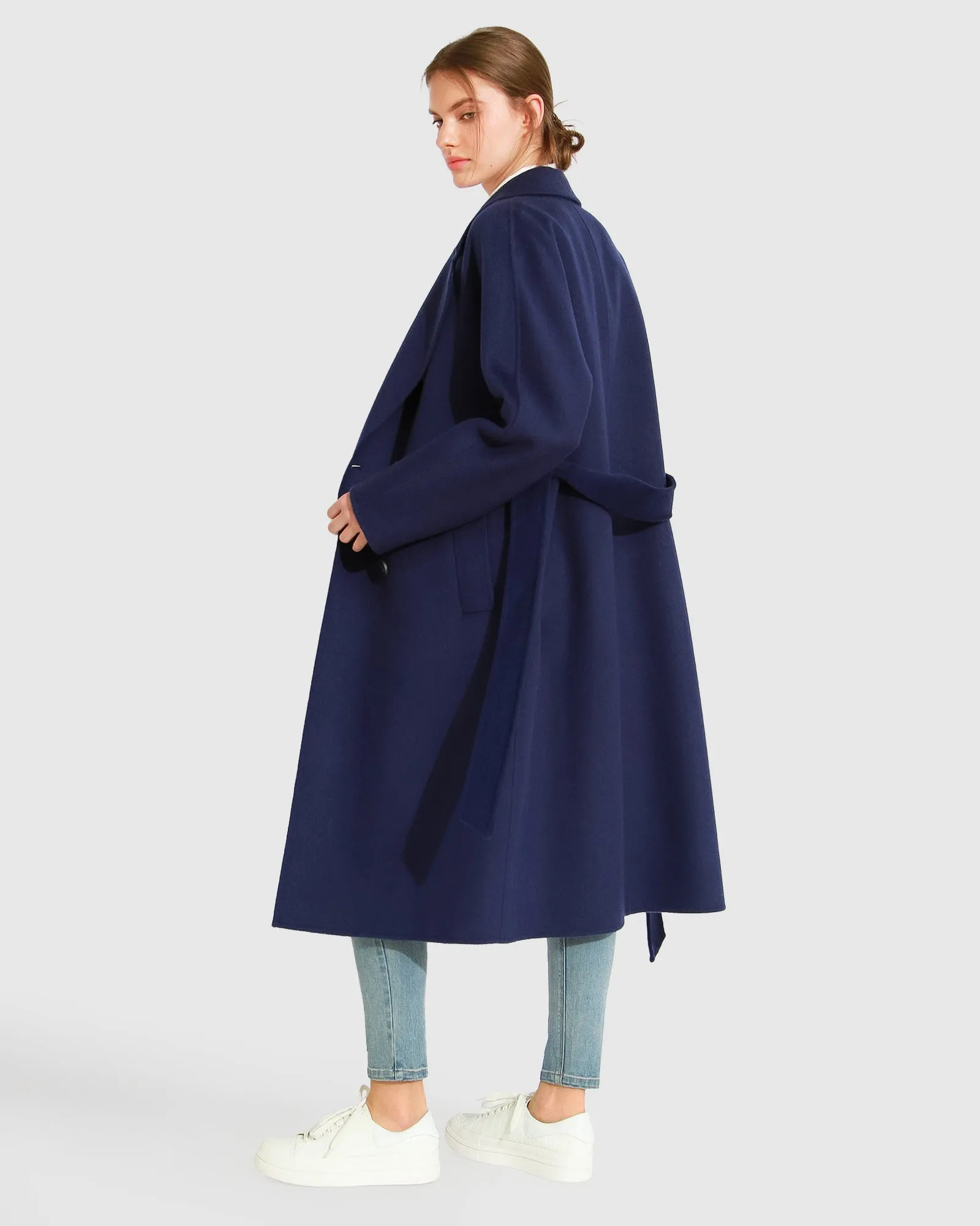 Boss Girl Doppelreihiger gefütterter Wollmantel - Mitternachtsblau