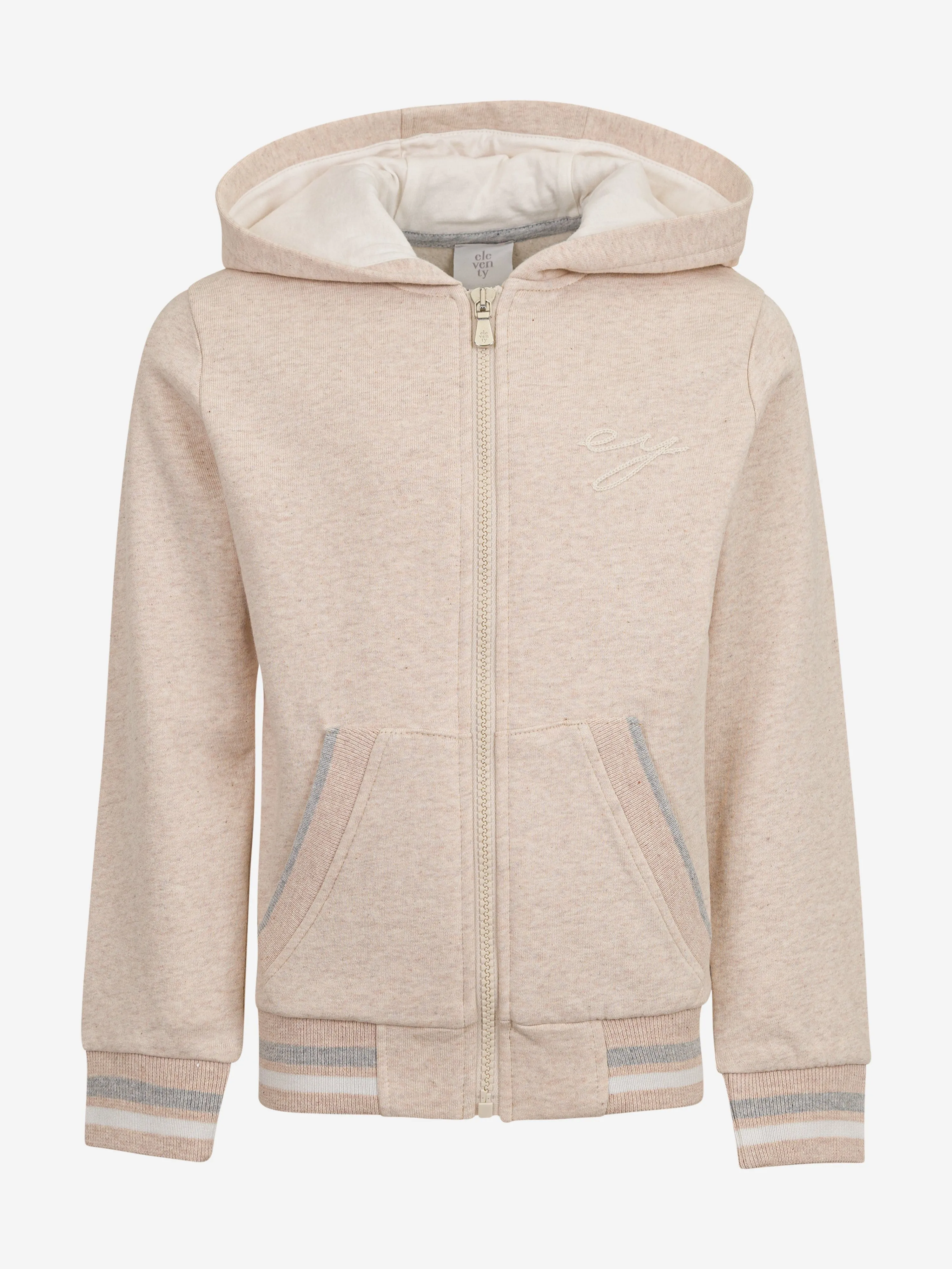 Jungen Logo Reißverschluss-Pullover in Beige