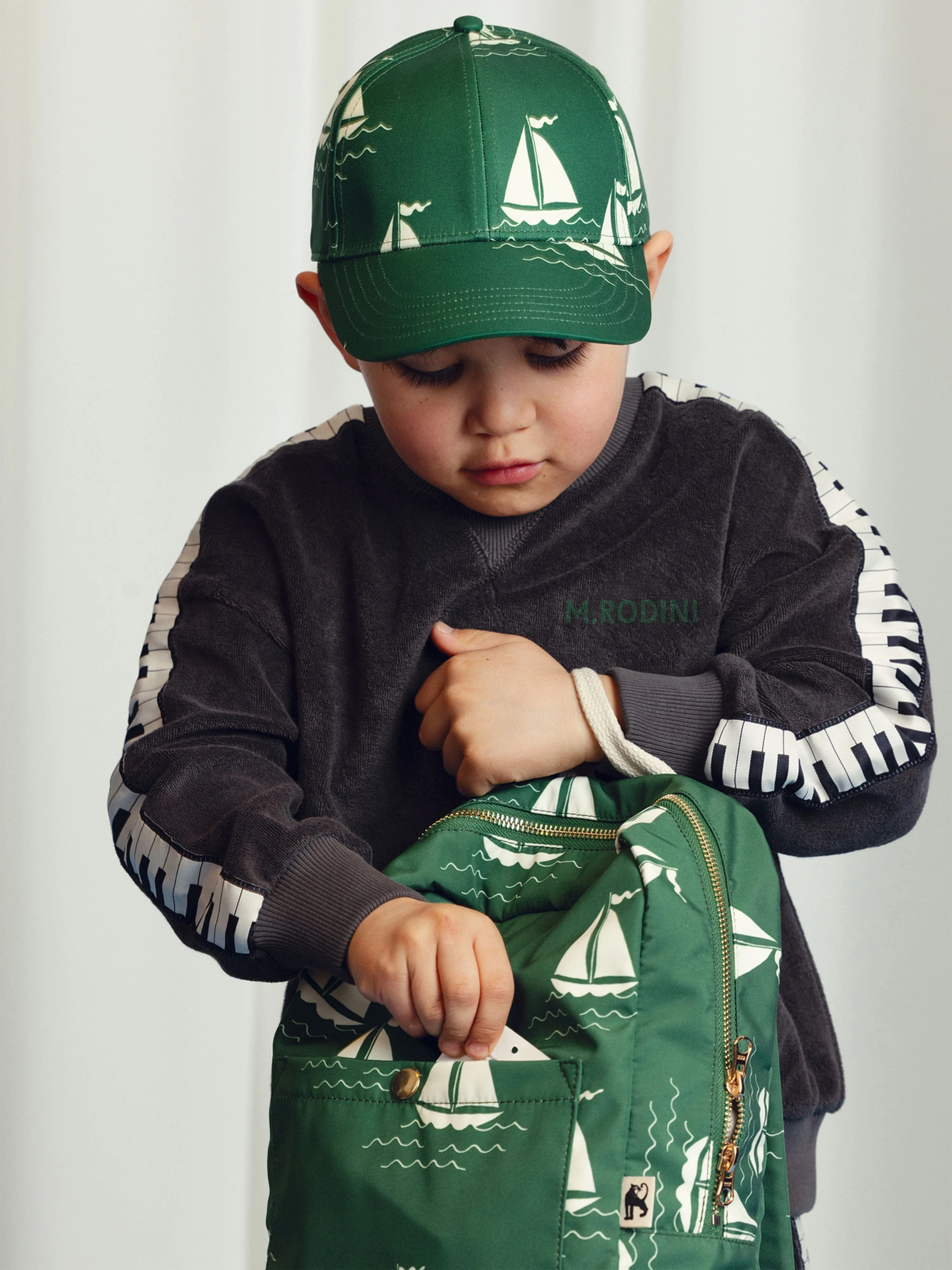 Jungen Piano Terry Sweatshirt in Schwarz