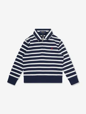 Gestreiftes Halbzip-Pullover für Jungen in Marineblau