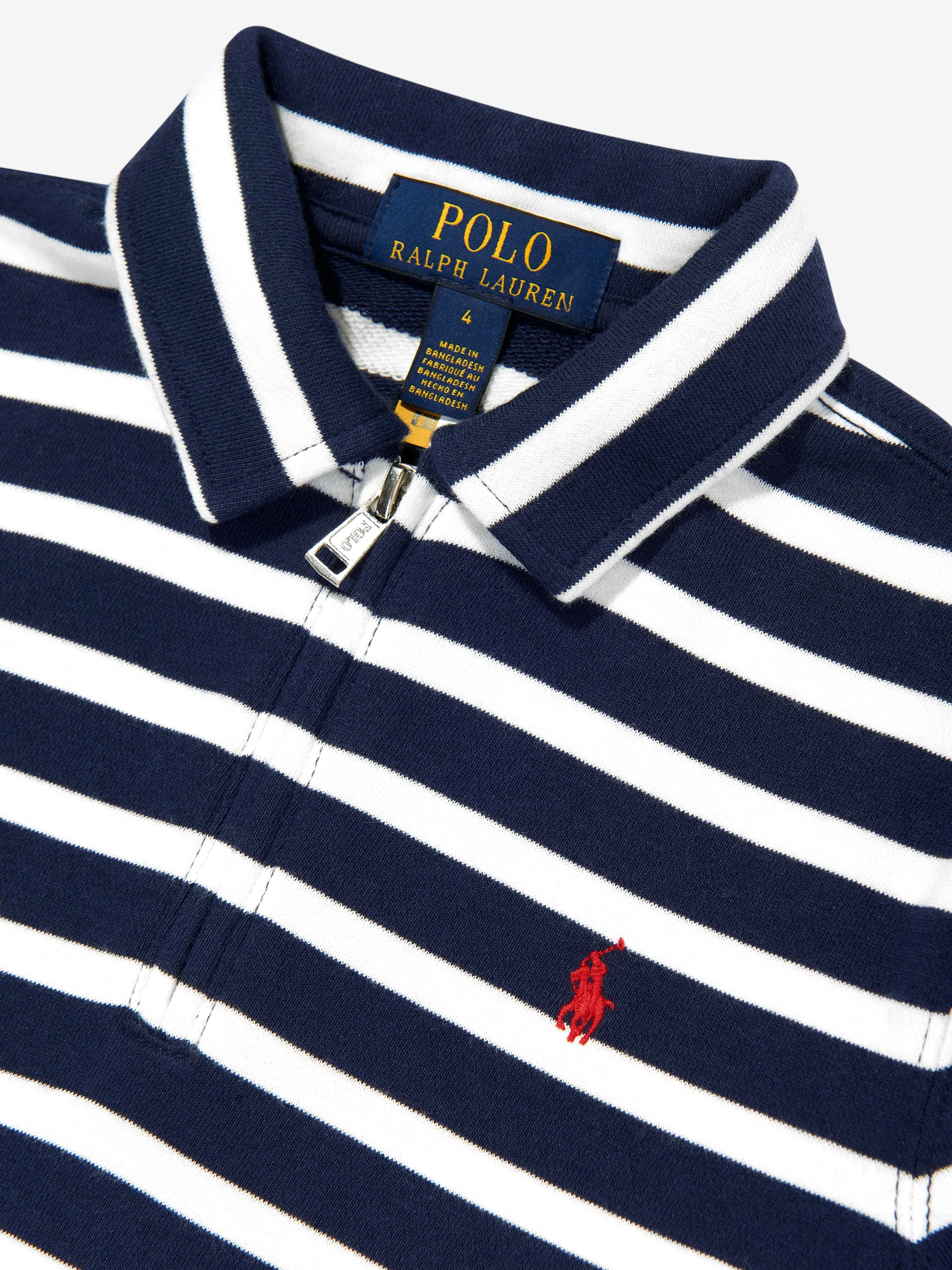 Gestreiftes Halbzip-Pullover für Jungen in Marineblau