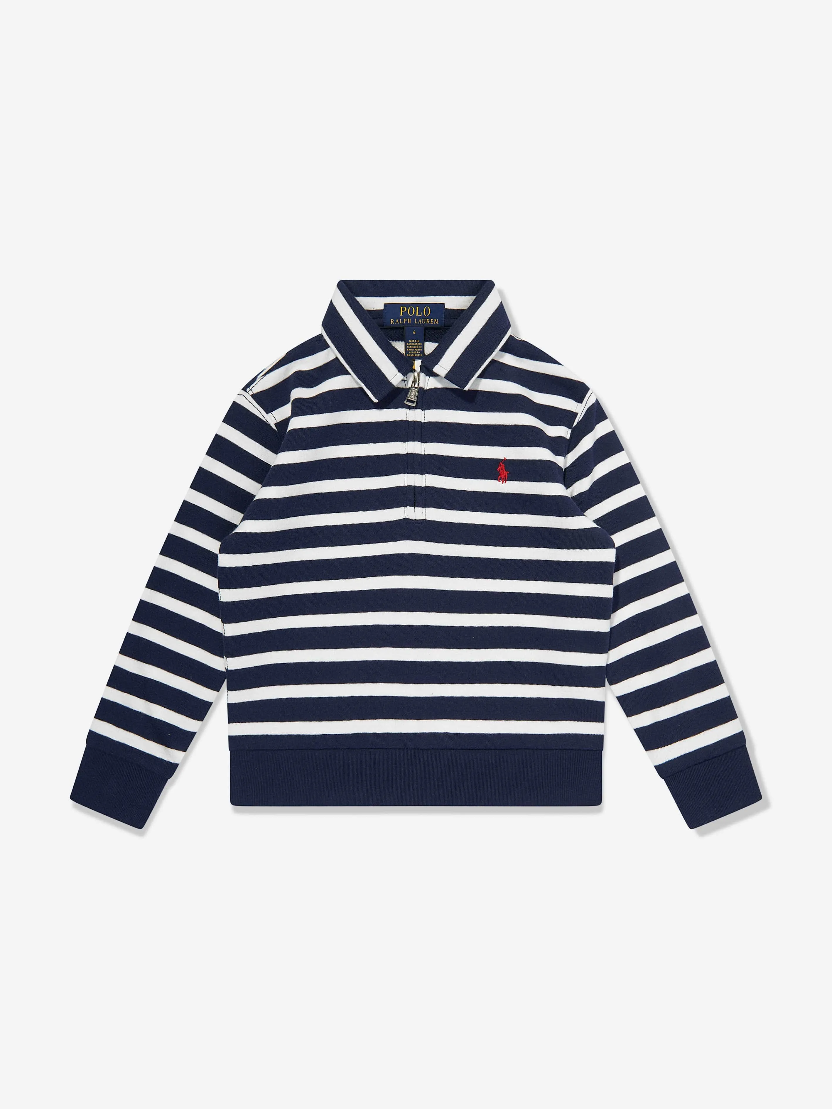 Gestreiftes Halbzip-Pullover für Jungen in Marineblau