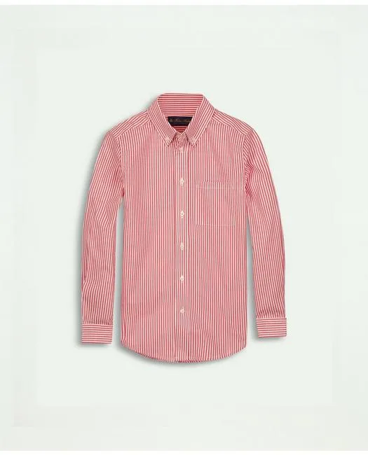 Brooks Brothers Jungen Baumwoll-Popeline Streifen Sporthemd Rot Brooks Brothers