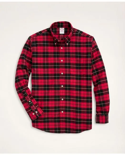 Brooks Brothers Herren Madison Relaxed-Fit Portugiesisches Flanellhemd Rot/Schwarz Brooks Brothers