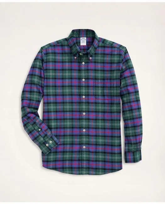 Brooks Brothers Herren Regent Regular-Fit Portugiesisches Flanellhemd Grün Brooks Brothers