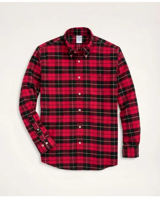 Brooks Brothers Herren Regent Regular-Fit Portugiesisches Flanellhemd Rot/Schwarz Brooks Brothers