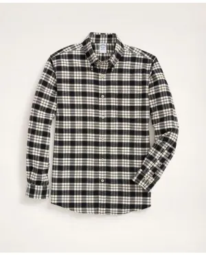 Brooks Brothers Herren Regent Regular-Fit Portugiesisches Flanellhemd Weiß/Schwarz Brooks Brothers