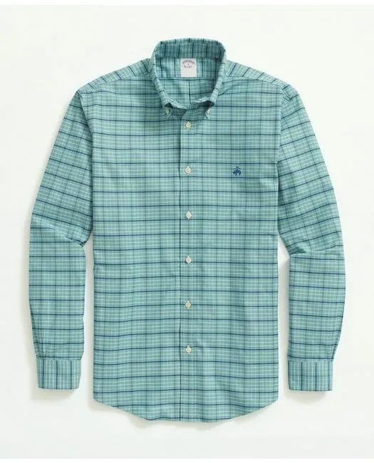 Brooks Brothers Herren Stretch Bügelfrei Oxford Hemd mit Button-Down Kragen Grün Brooks Brothers