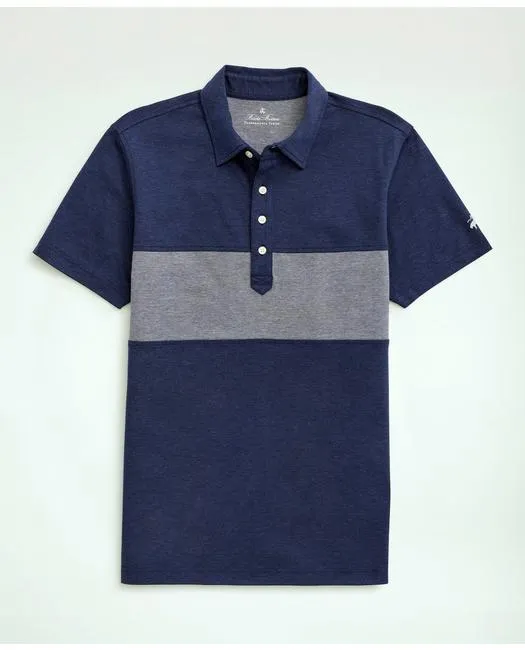 Brooks Brothers Herren Stretch Performance Series Supima Streifen Polohemd Marine Brooks Brothers