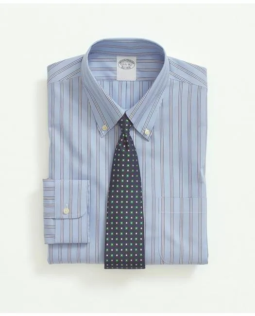 Brooks Brothers Herren Stretch Supima Baumwolle Bügelfrei Pinpoint Oxford Button-Down Kragen Hellblau Brooks Brothers
