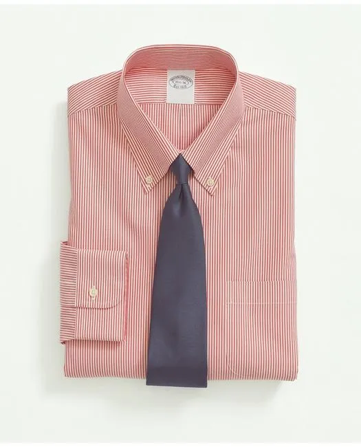Brooks Brothers Herren Stretch Supima Baumwolle Bügelfrei Pinpoint Oxford Button-Down Kragen Rot Brooks Brothers