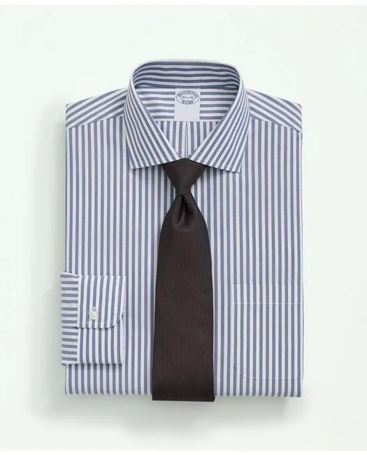 Brooks Brothers Herren Stretch Supima-Baumwolle Bügelfrei Popeline Englischer Spreizkragen Mittelblau Brooks Brothers