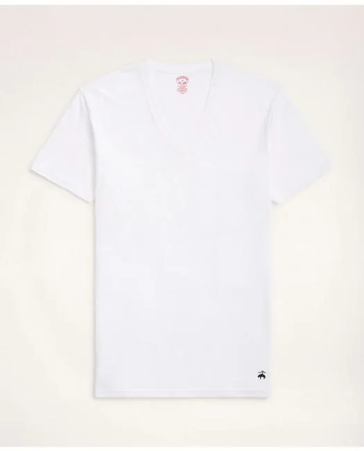 Brooks Brothers Herren Supima-Baumwolle V-Ausschnitt Unterhemd - 3er Pack Weiß Brooks Brothers