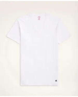 Brooks Brothers Herren Supima-Baumwolle V-Ausschnitt Unterhemd - 3er Pack Weiß Brooks Brothers