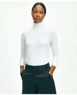 Brooks Brothers Damen Baumwolle-Modal Rollkragenpullover Weiß Brooks Brothers
