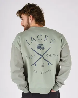 Bus Stop Schweres Crewneck - Salbei