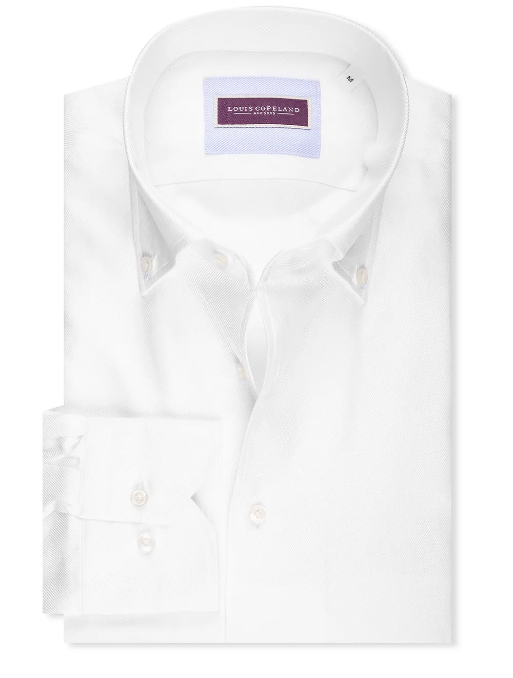 Buttondown-Kragen Twill-Hemd Weiß