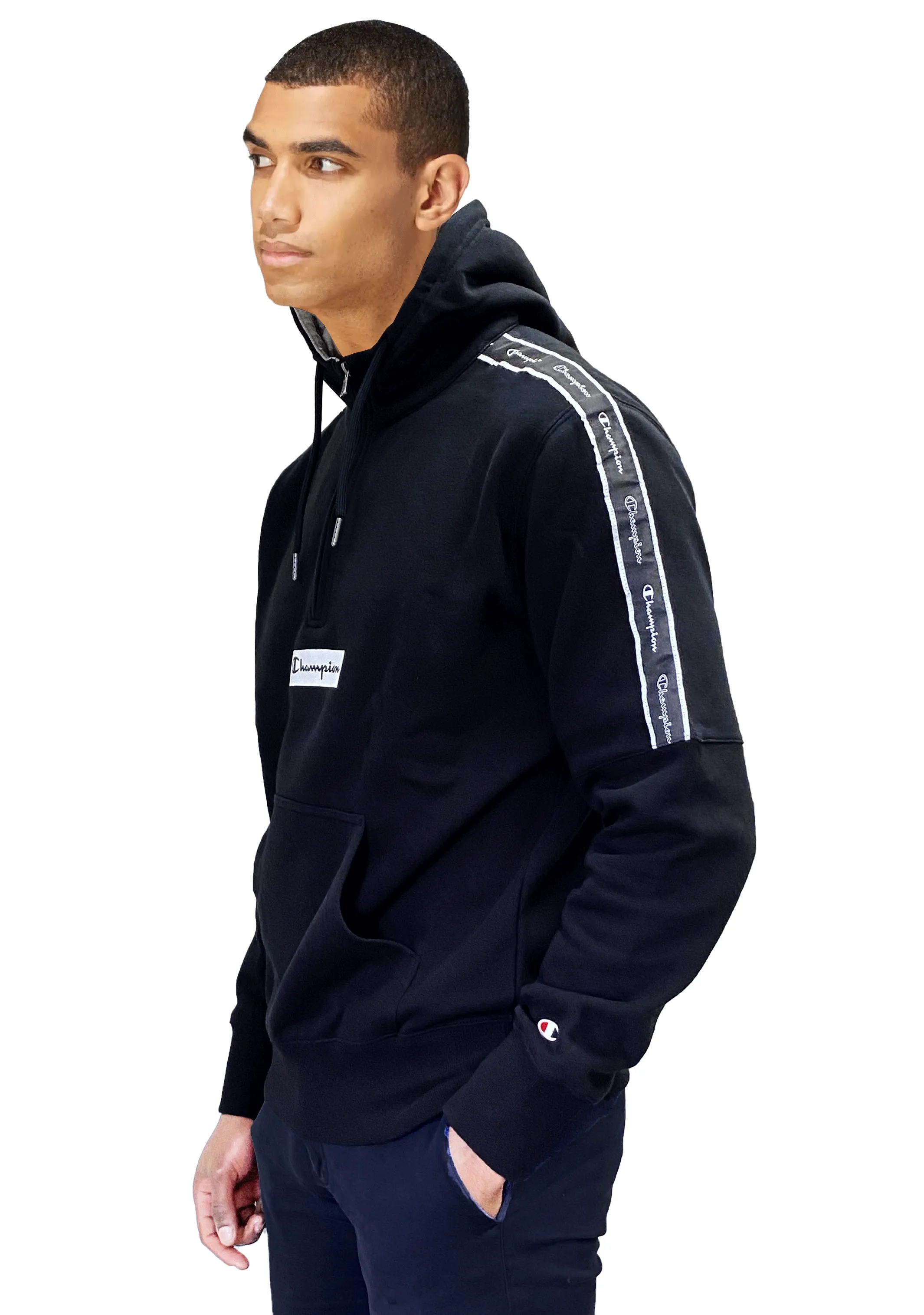 Champion Herren EU Rochester Taping Hoodie <br> AVU3A1 Schwarz
